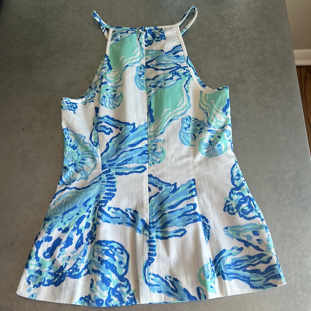 Lilly Pulitzer Larina Top Resort White Barefoot Princess Blue Green Lace Halter - Picture 4 of 5